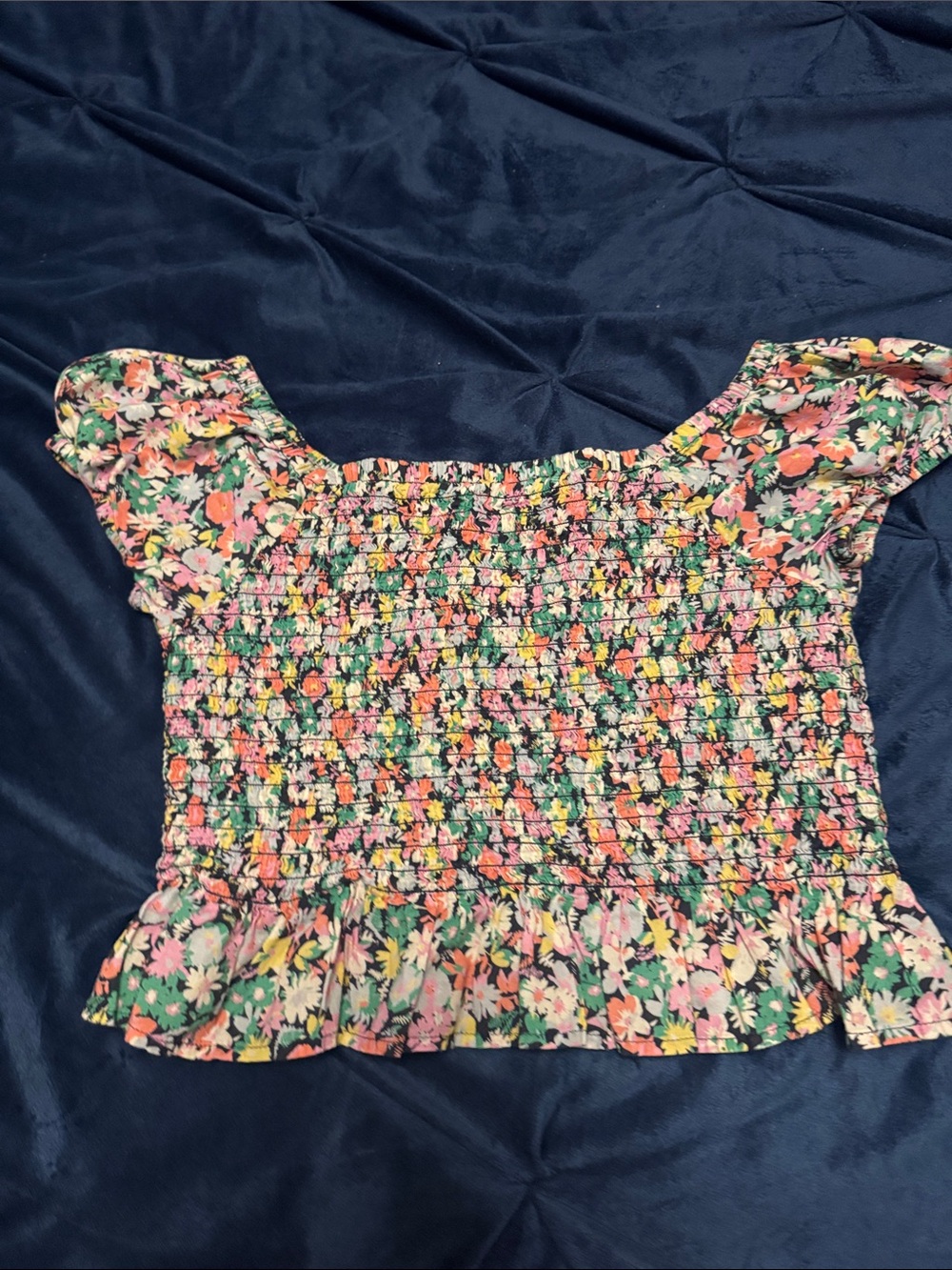 GAP Floral Smocked Off-Shoulder Top - Pink Floral